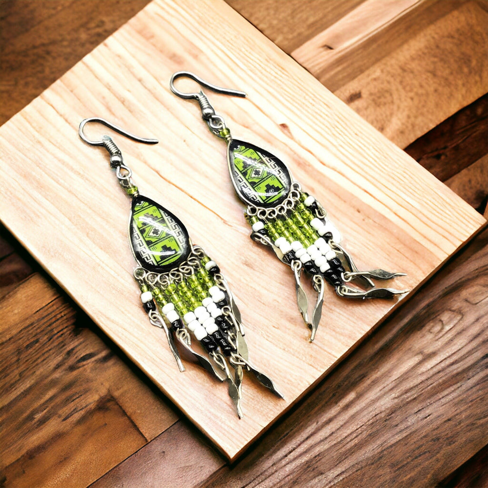 OldTribes™ Small Sized Southwestern Green Teardrop Earrings