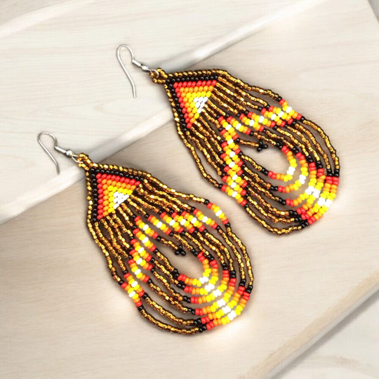 Golden Swoop Beaded earrings