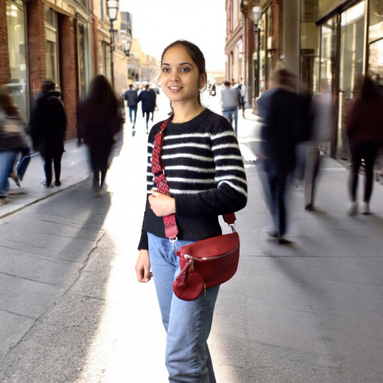 OldTribes™ Red Leather Crossbody waist bag