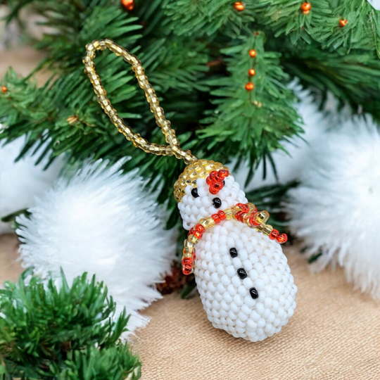 Snowman Beaded Christmas Ornament