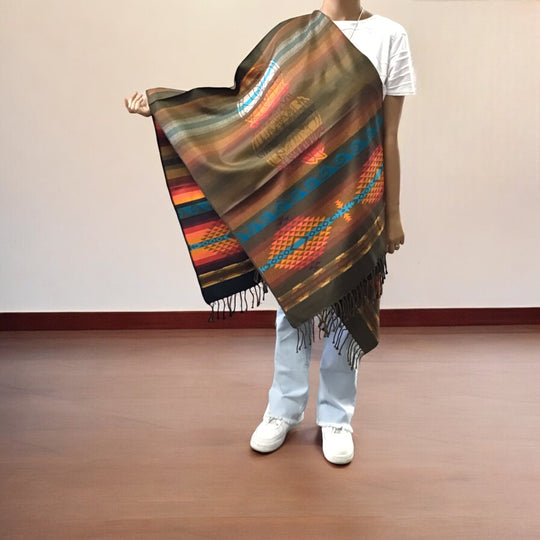 Hand woven Reversible Brown shawl