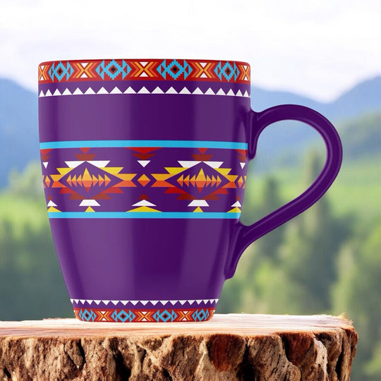 16 Oz 7 Lake Design Purple Ceramic Mug