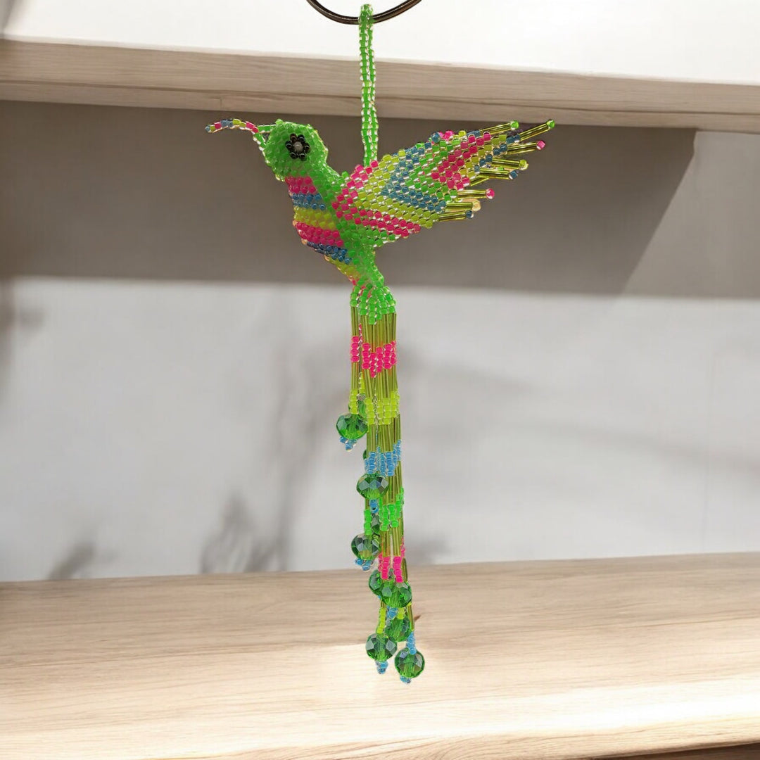 Neon Green Beaded Humming Bird