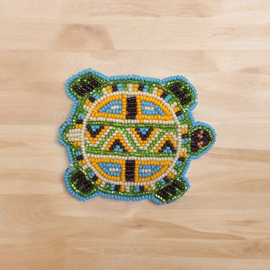 Beaded turtle Barrette Green accent