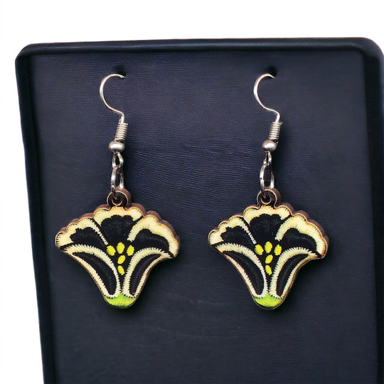 OLDTRIBES™ Painted Black Flower Wood Earrings