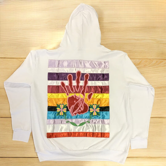 White Native Style Embroidered Hoodies