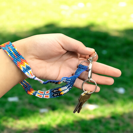 Neon Blue Native American Style Wrist Lanyard