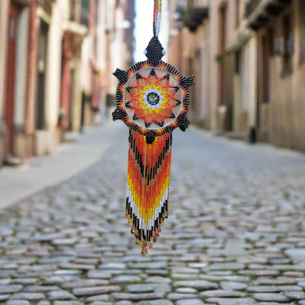 Black Sun Star Beaded Dream Catcher