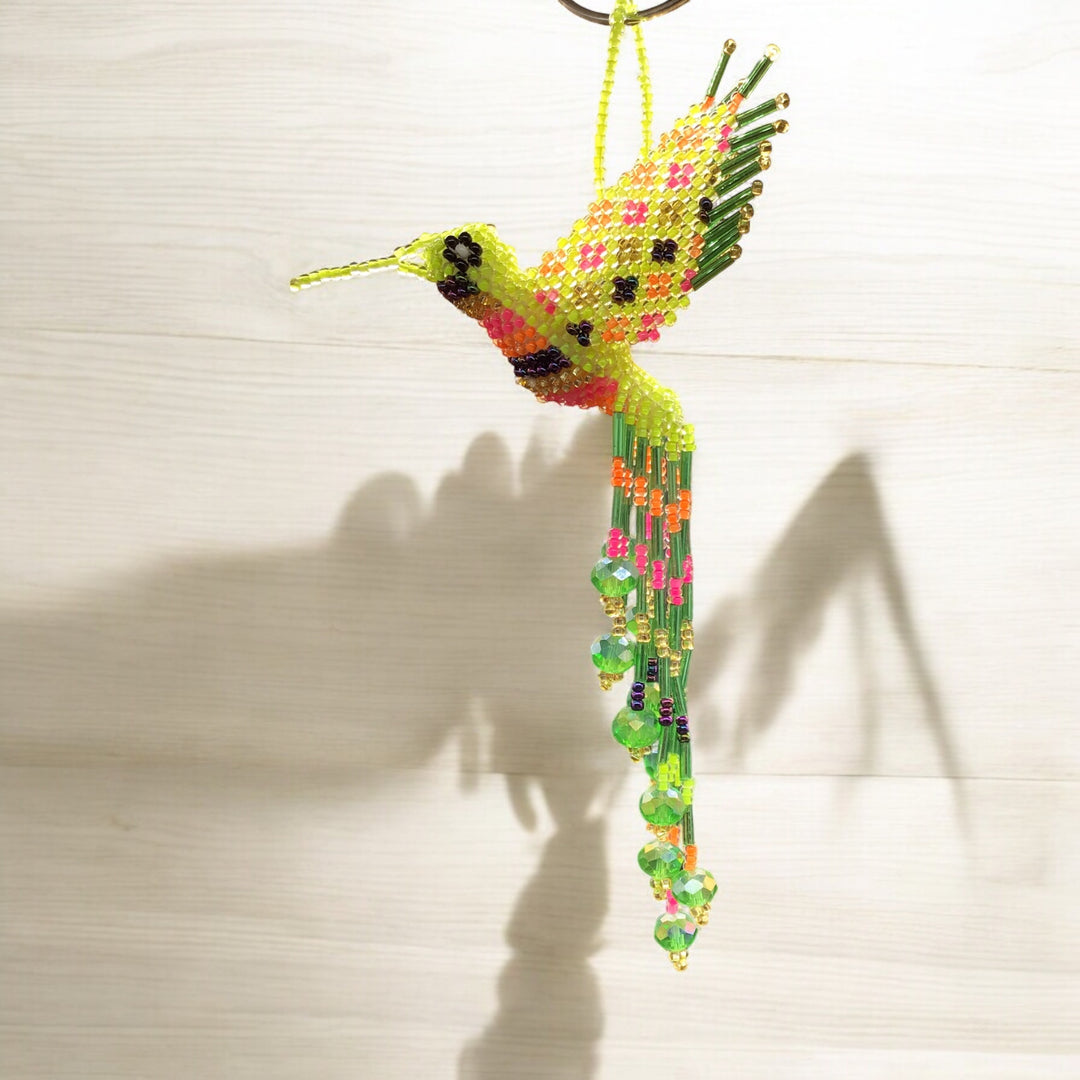 Neon Green Beaded Humming Bird