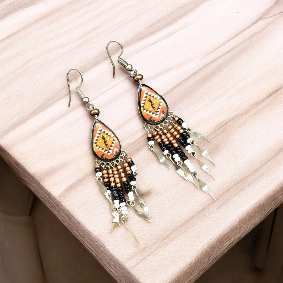 OldTribes™ Small Sized Southwestern Brown Teardrop Earrings