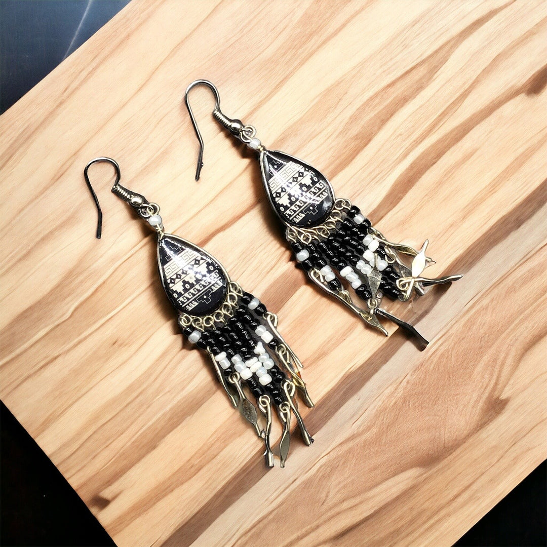 OldTribes™ Small Sized Southwestern Black Teardrop Earrings