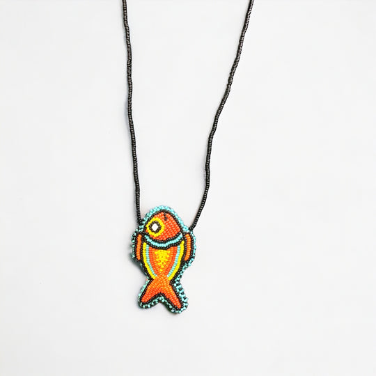 OLDTRIBES™ Necklace Red and Turquoise Fish Pouch