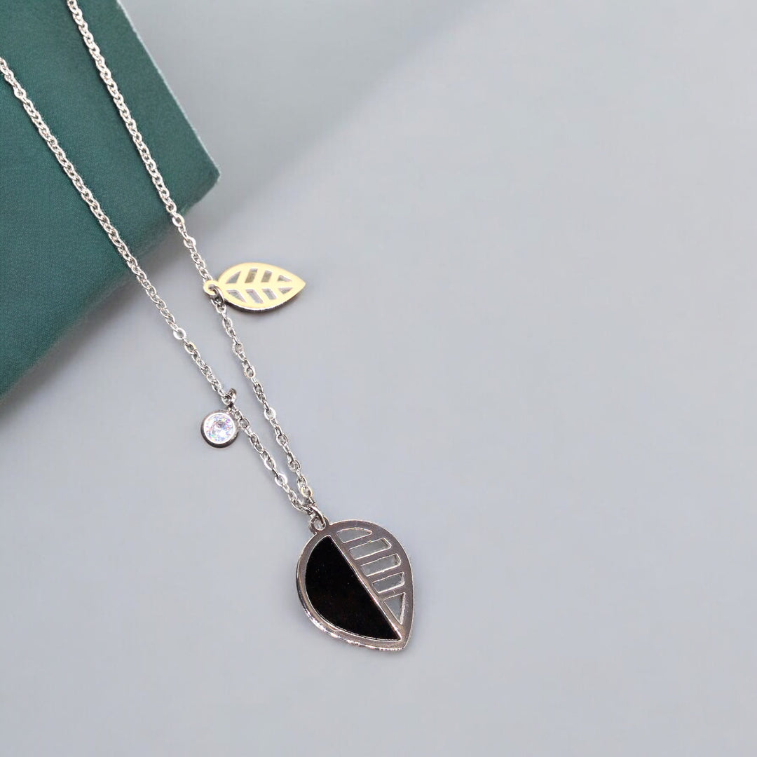 Leaf Stainless Steel Necklace Pendants With Long Chain