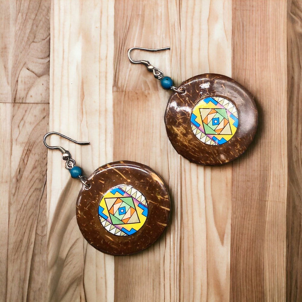 OLDTRIBES™ Wood Painted Purple Round Earrings