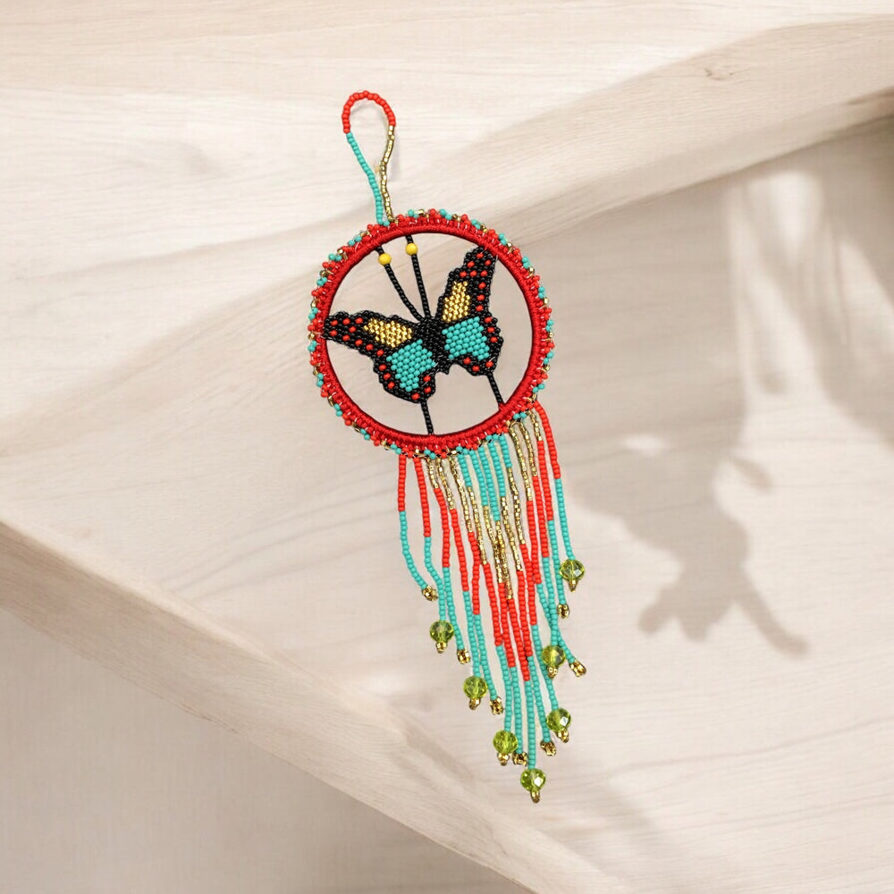 Red and Golden Butterfly Dream Catcher