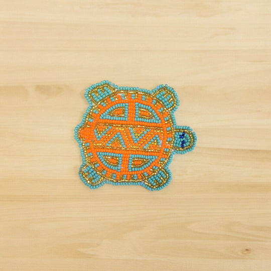 Beaded turtle Barrette turquoise accent