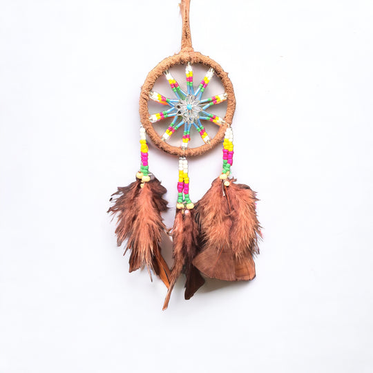 Handmade Brown Dreamcatcher with Brown Feathers