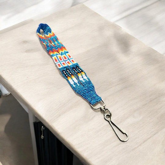 Neon Blue Native American Style Wrist Lanyard