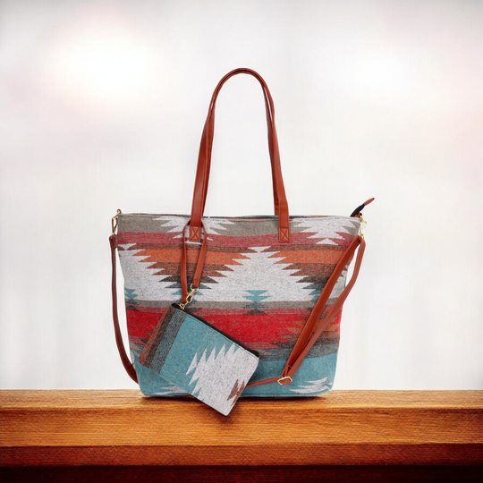 Blue brown and white Tote Bag