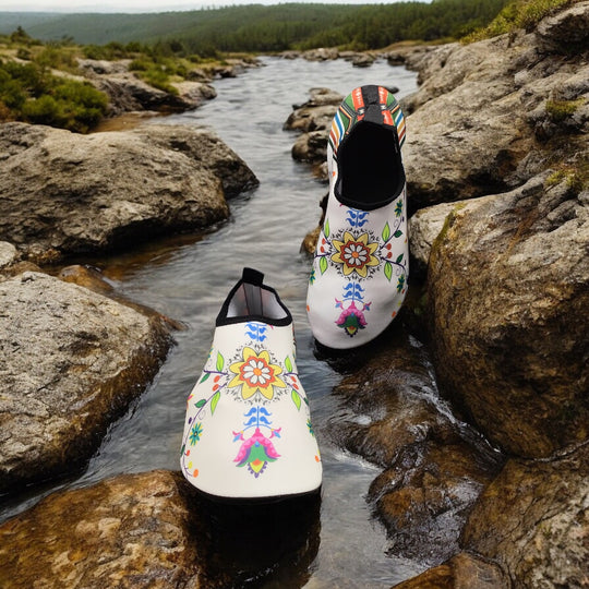 OLDTRIBES™ White Bloom Aqua Shoes