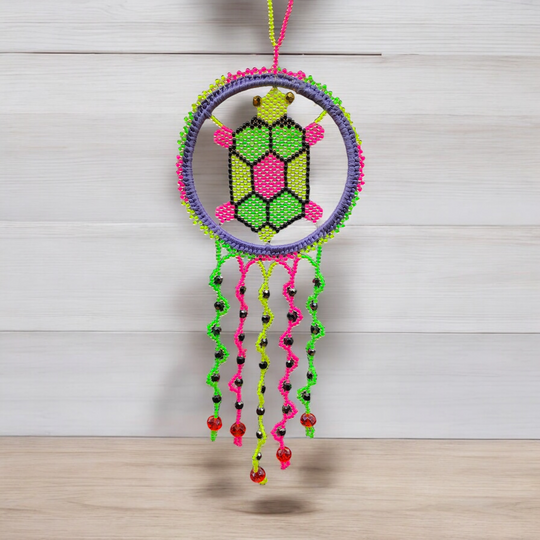 Pink and Blue Beaded Turtle Ornament