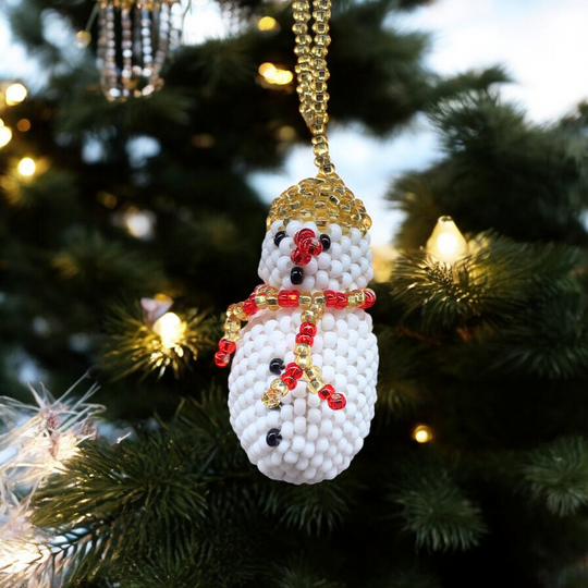 Snowman Beaded Christmas Ornament