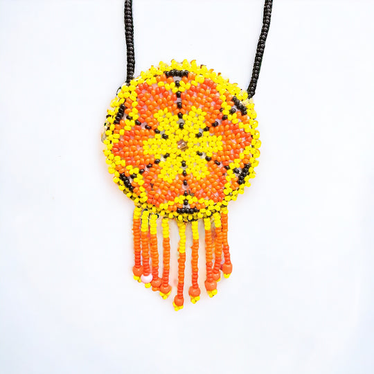 OLDTRIBES™ Necklace Black and Yellow Flower Pouch