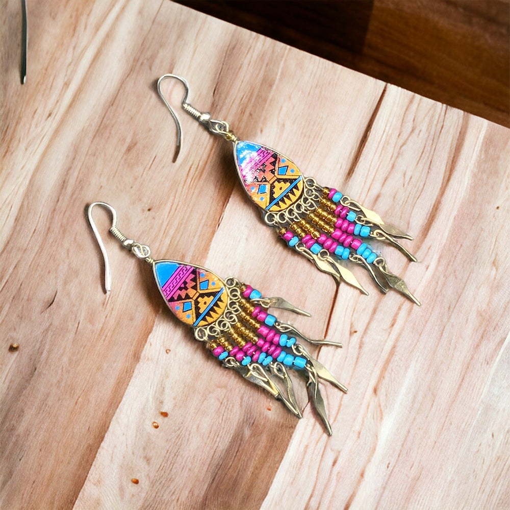 OldTribes™ Small Sized Southwestern Blue and Purple Teardrop Earrings