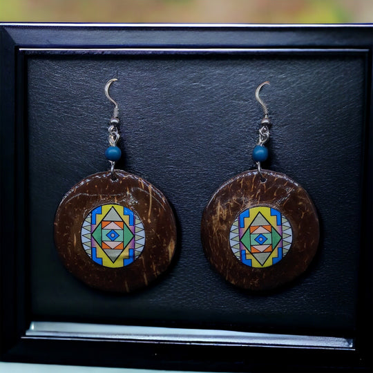 OLDTRIBES™ Wood Painted Purple Round Earrings