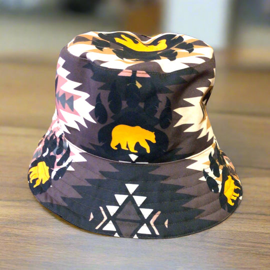 Bear Paw Trail Brown Native Style Bucket Hat