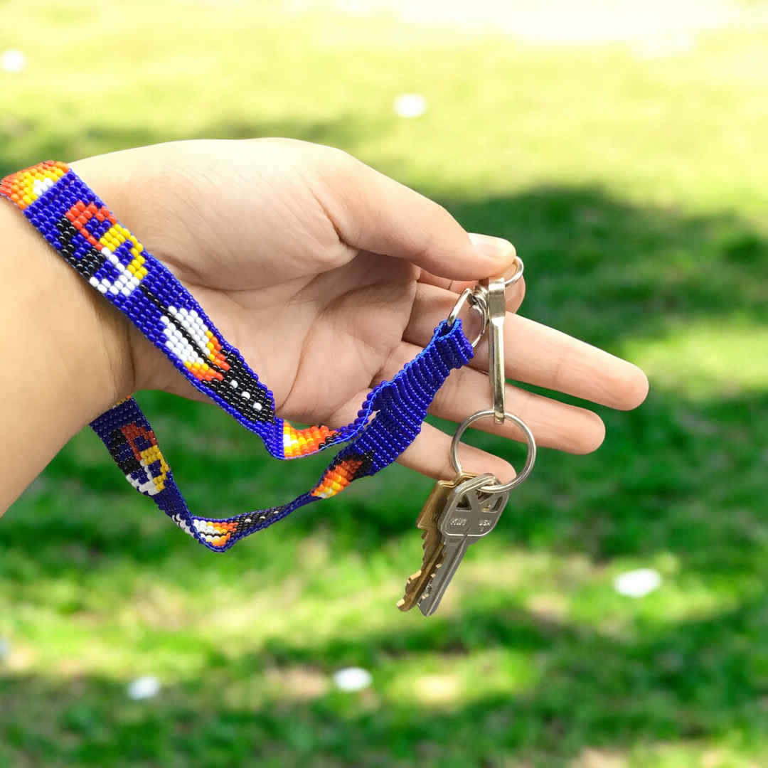 Blue Native American Style Wrist Lanyard