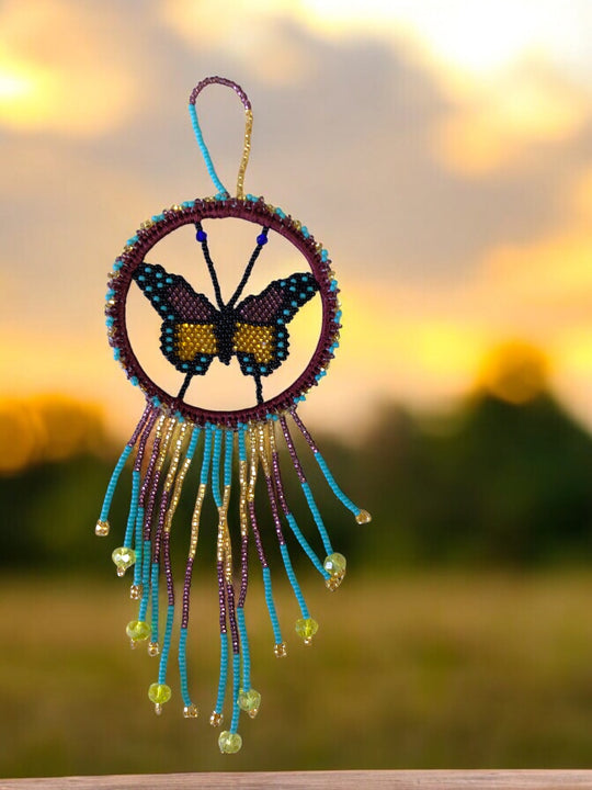 Purple and White Butterfly Dream Catcher