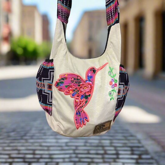 Hummingbird Embroidered Crossbody Bag