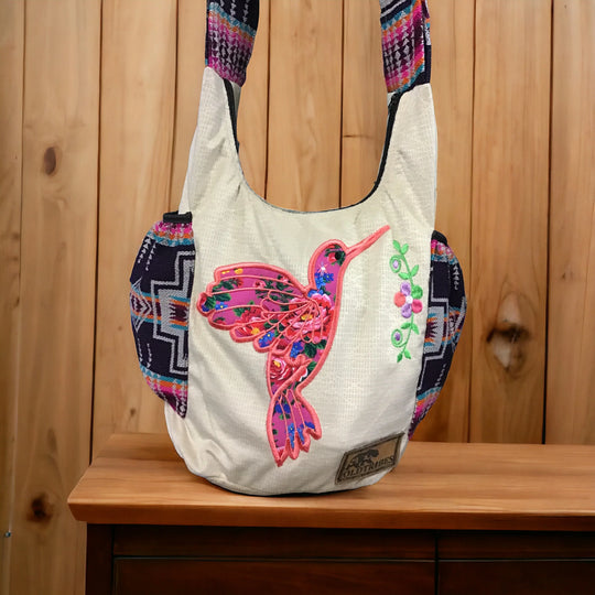 Hummingbird Embroidered Crossbody Bag