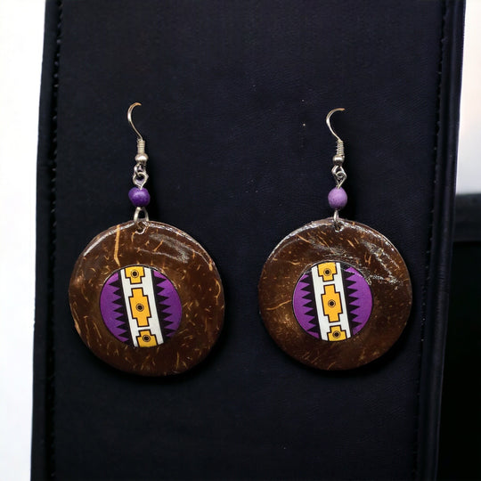 OLDTRIBES™ Wood Painted Yellow Round Earrings