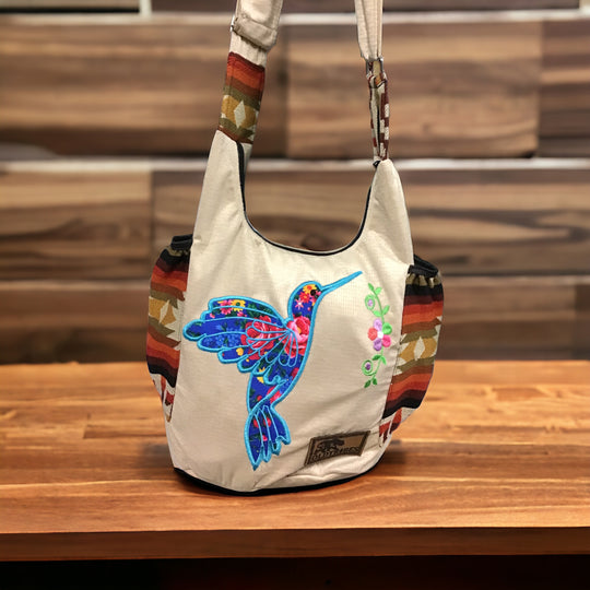 Hummingbird Embroidered Crossbody Bag