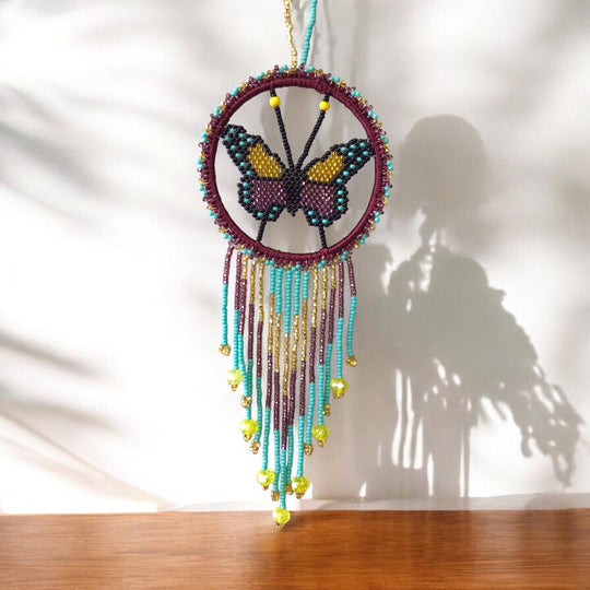 Purple and White Butterfly Dream Catcher