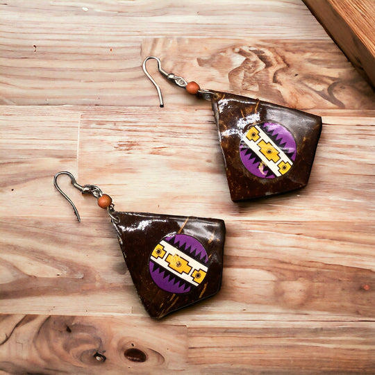 OLDTRIBES™ Wood Painted Purple Round Earrings