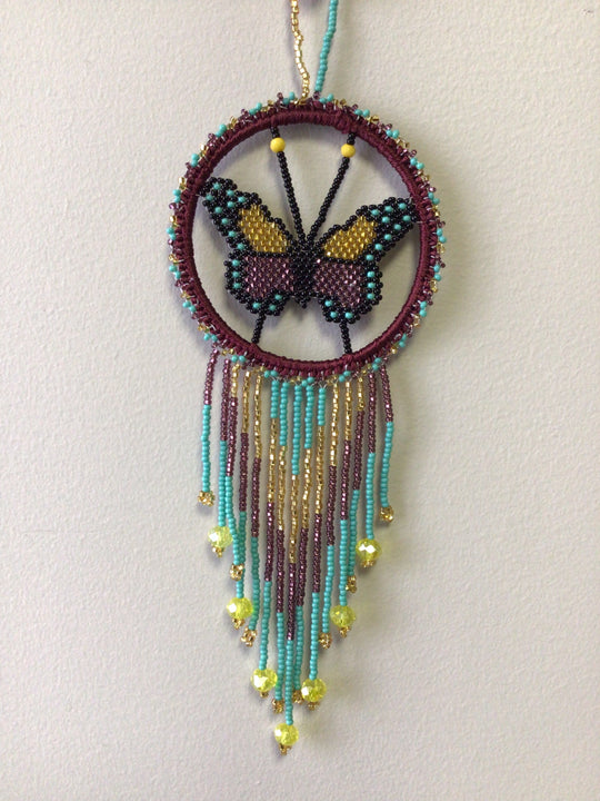 Purple and White Butterfly Dream Catcher