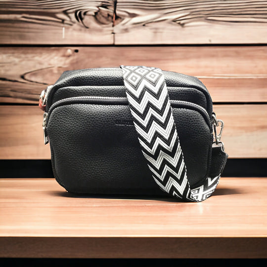 OldTribes™ Black Leather Crossbody Bag