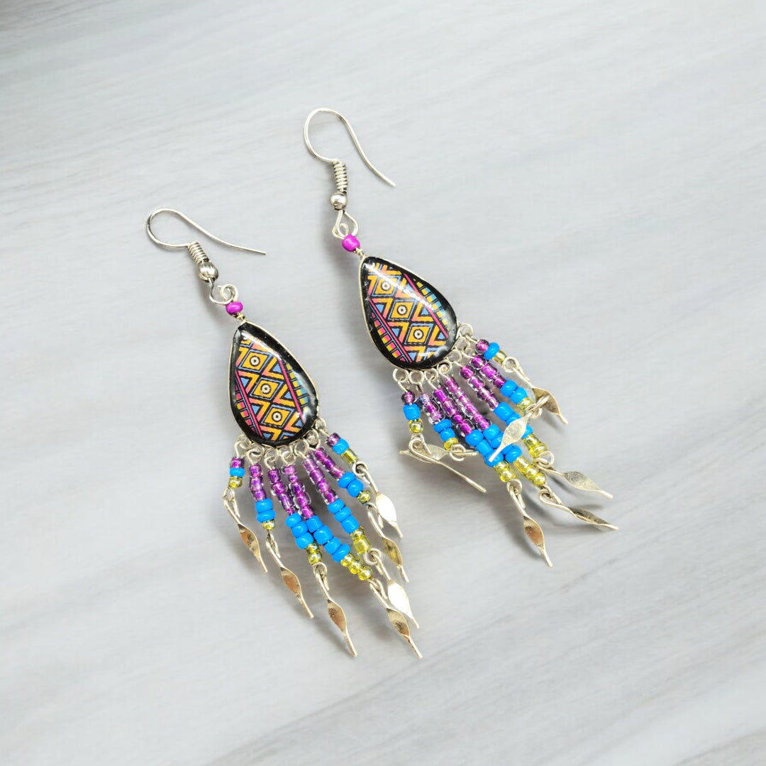 OldTribes™ Small Sized Southwestern Purple and Blue Teardrop Earrings