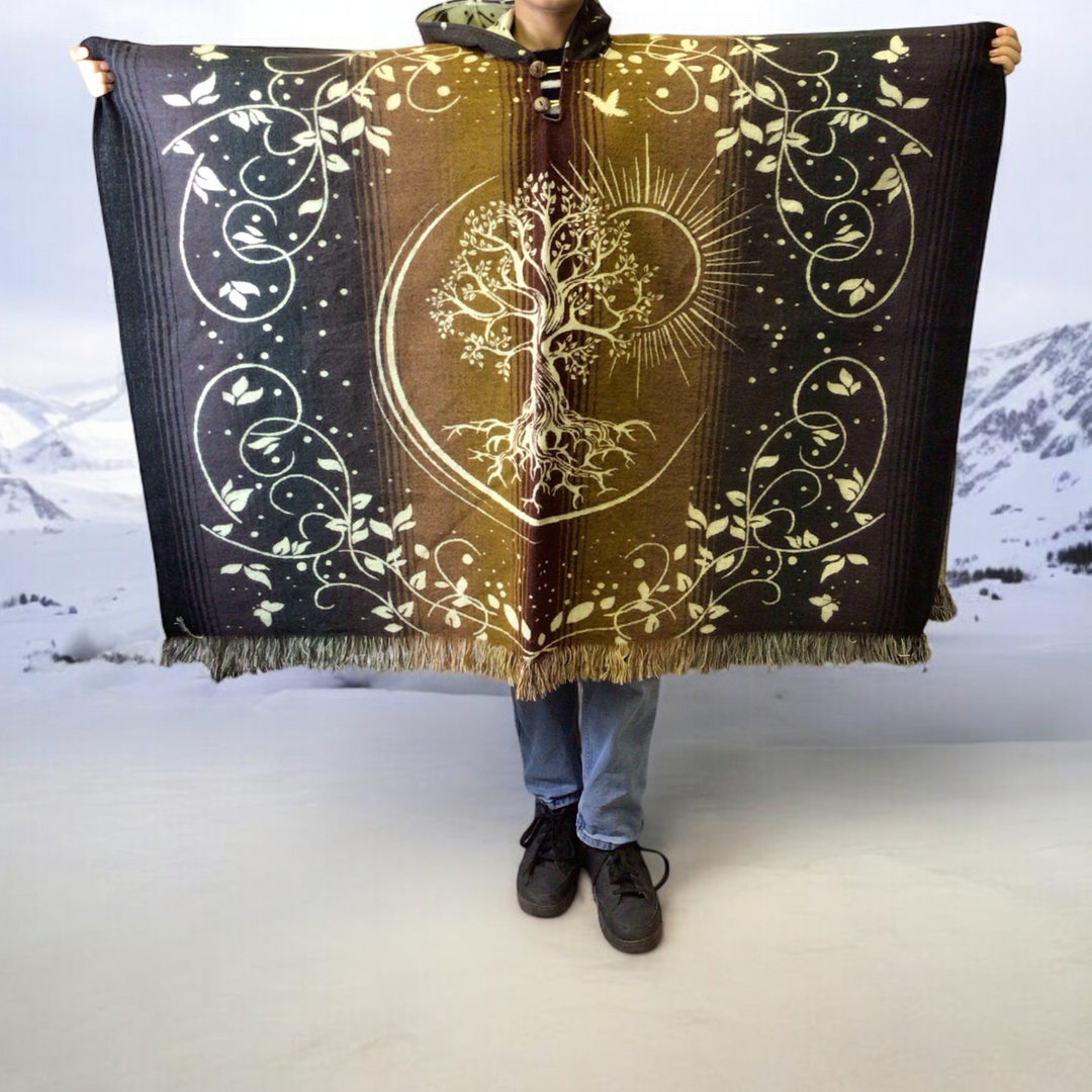 Brown Tree of Life Poncho