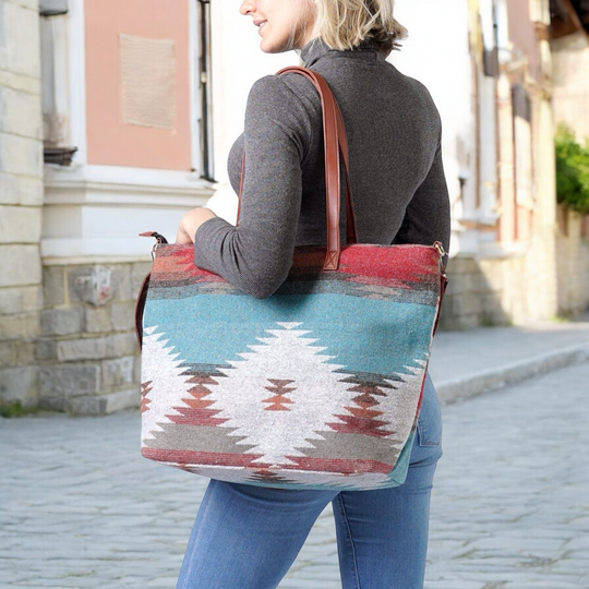 Blue brown and white Tote Bag