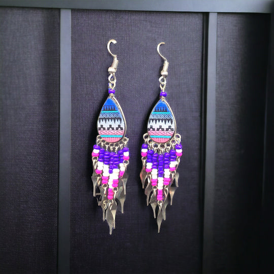 OldTribes™ Small Sized Southwestern Purple and Pink Teardrop Earrings