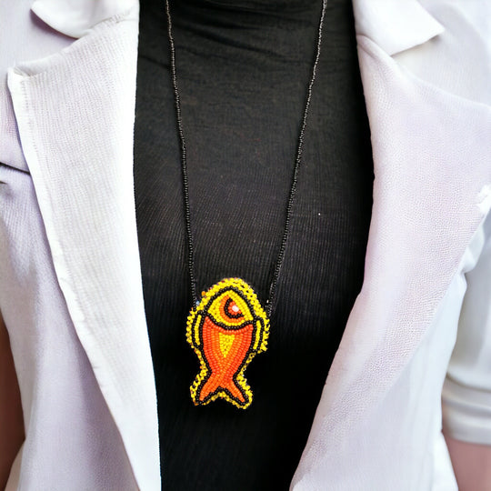 OLDTRIBES™ Necklace Red and Yellow Fish Pouch