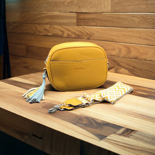 OldTribes™ Yellow Leather Crossbody Bag