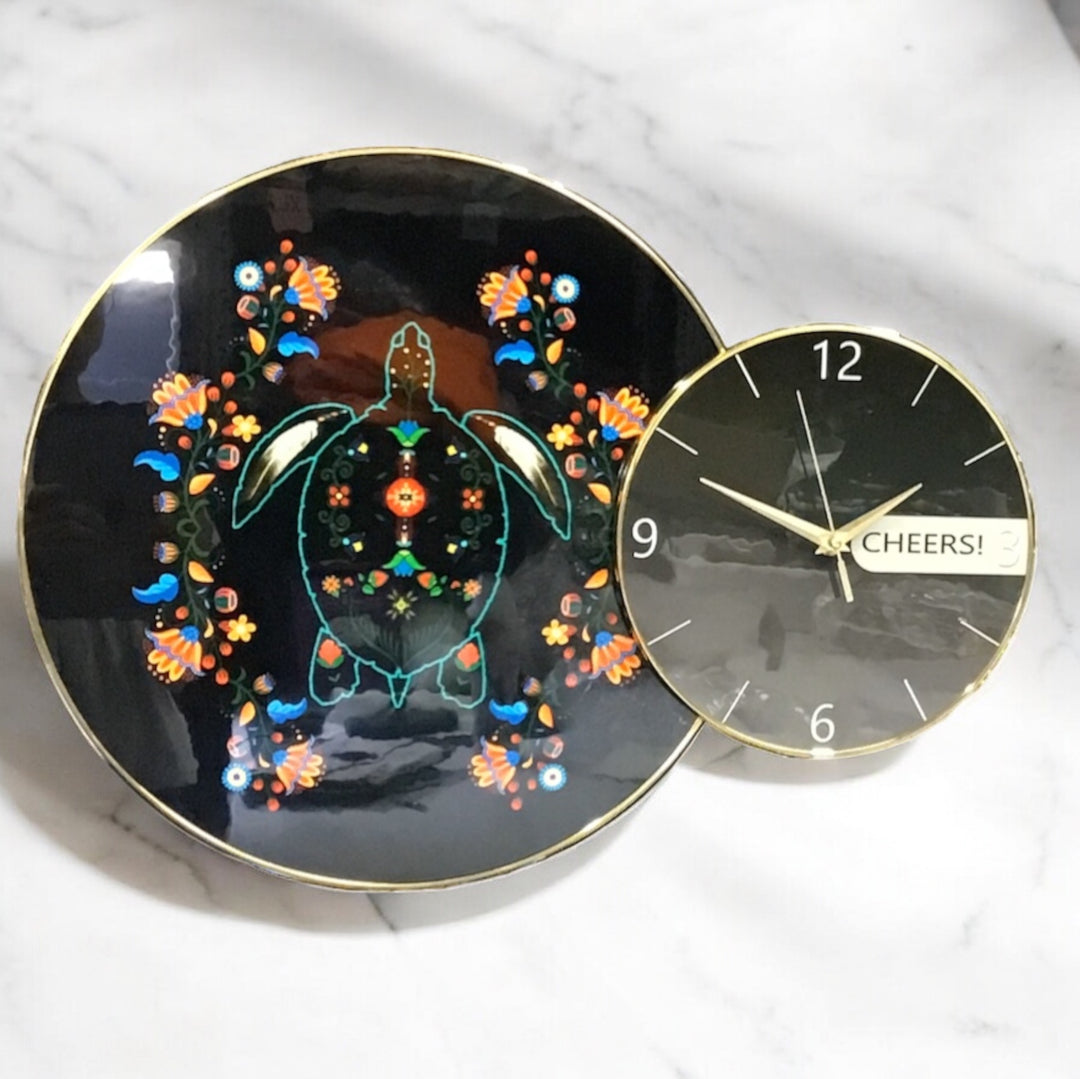 Turtle Black Native Wall Clock