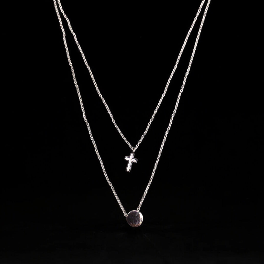 Cross Stainless Steel Necklace Pendants With Long Chain