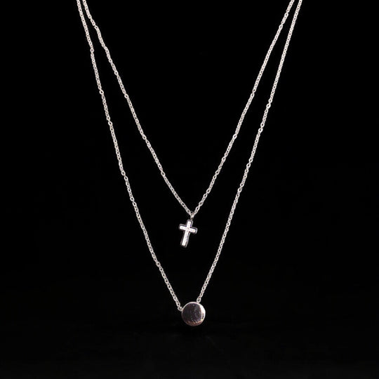 Cross Stainless Steel Necklace Pendants With Long Chain