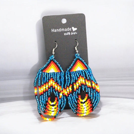 Light Blue Swoop Beaded earrings